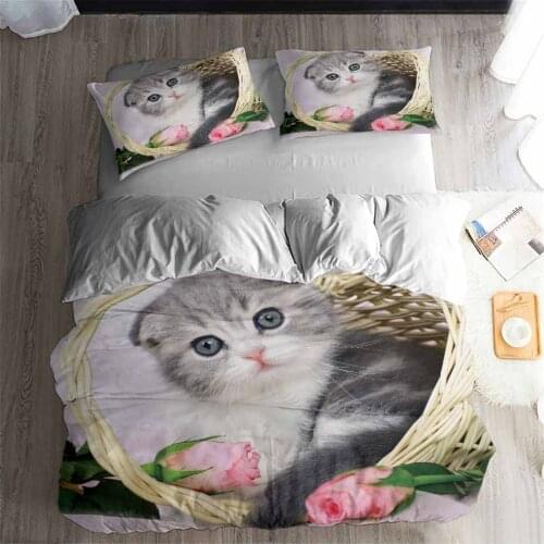 HELENGILI 3D Bedding Set Lovely cats Print Duvet cover set bedclothes with pillowcase bed set home Textiles