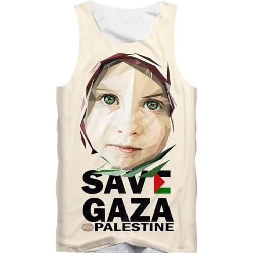 IFPD Girl Printed Save Gaza 3D Men Palestine Shirt Tank Top Summer Sleeveless Shirt Unisex National Emblem Of Palestine Clothing