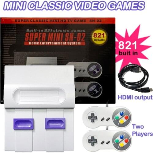 SUPER MINI HDMI SNES SFC NES Retro Classic Video Game Console TV Game Player Built-in 821 Games with Dual Gamepads