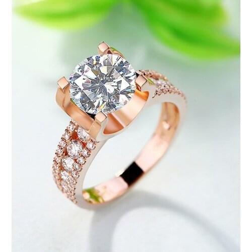 Solid 18K Rose Gold 1ct AU750 Bull Head Round Brilliant Cut Moissanite Ring Lab Diamond Engagement Ring For Women