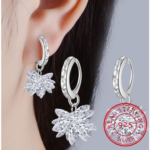 Korean Exaggerated Drop Earring Fringed Fashion Rhinestone Flower 925 Sterling Silver Crystal Earring Jewelry Pendientes Brincos