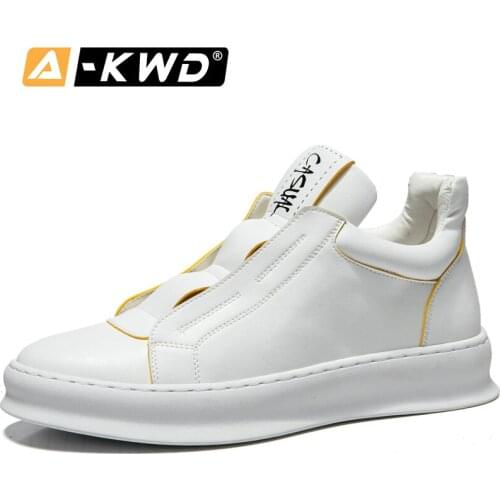 Fashion Shoes 2019 Autumn Causal Mens Leather Shoes Black High Tops Korean Sneakers Mens Wear-Resistent Chaussure Homme Sport 43