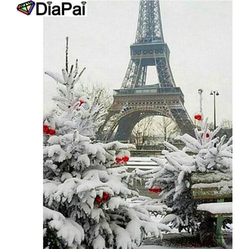 DIAPAI 100% Full Square/Round Drill 5D DIY Diamond Painting "Tower snow scene" Diamond Embroidery Cross Stitch 3D Decor A20382