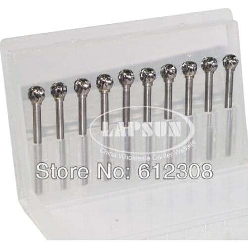 D6 10pc 1/8" 3mm Tungsten Carbide Burr Rotary Cutter files Sphere Ball Points Drill Bit Set CNC Engraving CED 6mm Freeshipping