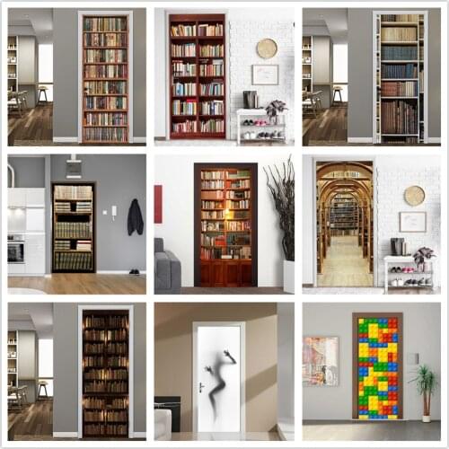 Library Stickers on the Door Peel and Stick Vinyl Wallpaper Bedroom Room Decoration Wall Sticker Decals Home Design deursticker