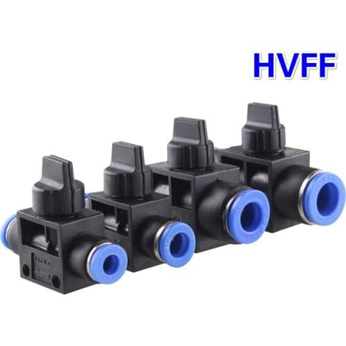 HVFF Pneumatic Hand Valve Quick Push In Connector Air Tube Hose OD 4mm 6mm 8mm 10mm 12mm Air Flow Control Regulator