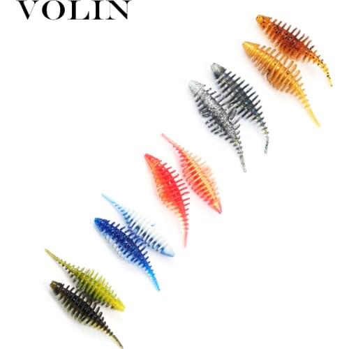 VOLIN NEW 10pcs Trout Fishing Lure 50mm 1.5g Silicone Bait Rubber Artificial Fake Bait Fishing Baits Shad Wobblers Swimbait