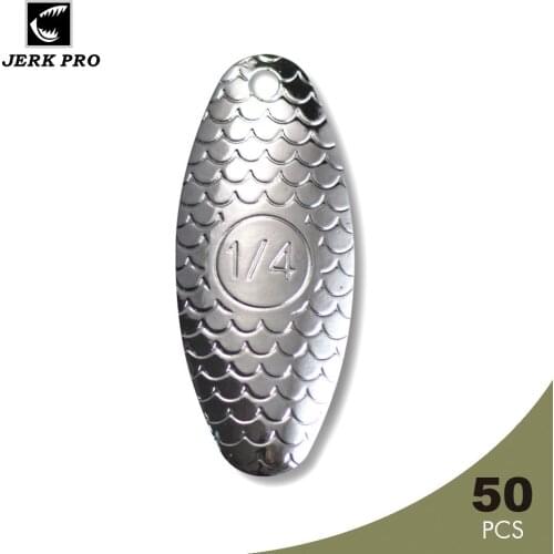 JERK PRO 50PCS Size 4 Nickel Plating Steel Spinner Blades Scale Finish Fishing Lures Accessories