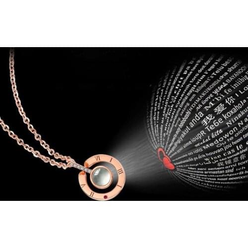 S925 Pendant Necklace for Girls Women Lovers Nano Technology Memory Projection Say I Love You in 100 Languages
