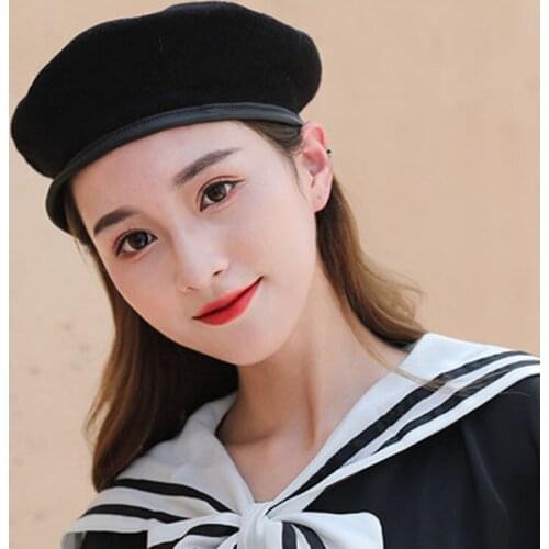 Mushroom Painters CAP, Spring And Autumn Pure Wool Beret, Square Sailors Cap