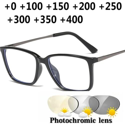 Hyperopia sun Photochromic Reading Glasses Men Presbyopia Eyeglasses sunglasses discoloration Square reading with diopters NX