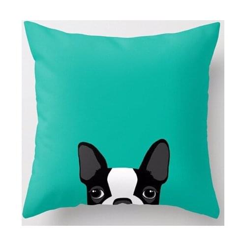 Stylish Boston Terrier dog Funny Pattern Double size Printing Unique Throw Pillows Square Concealed Zipper Pillowcases