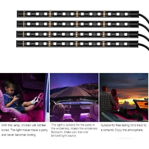Car RGB LED Strip Light Atmosphere Foot Ambient Lights for BT app control Interior Decorative Lights Car Charger Included DC 12V