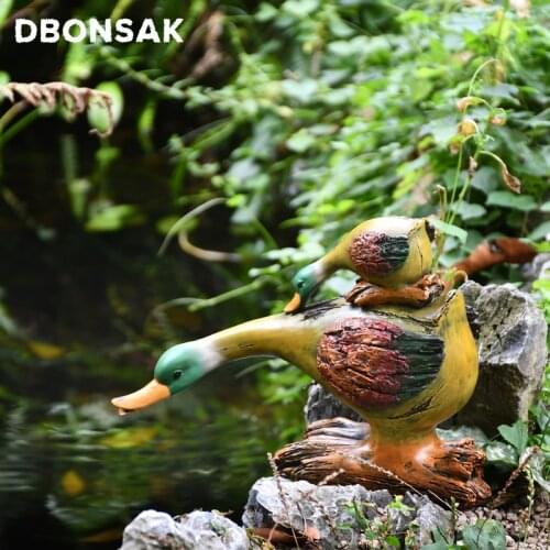 Mother And Child Duck Ornaments Duck Ornaments Resin Artificial Duck Garden Sculpture Craft Courtyard Balcony Figurines Decor