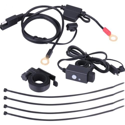 Universal Motorcycle SAE to Dual USB Waterproof Dustproof Phone GPS Charger Kit Cable Adapter Inline Fuse Motorcycle Charger Kit