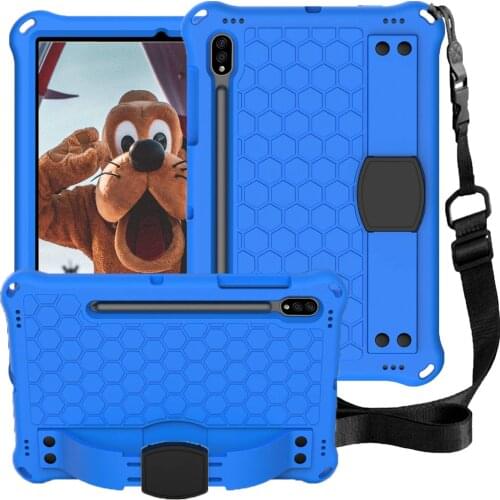 Honeycomb Shockproof Shell For Samsung Galaxy S7 11 2020 SM-T870 T875 S6 10.5 inch T860 T865 Case Kids Safe EVA Foam Funda+Strap