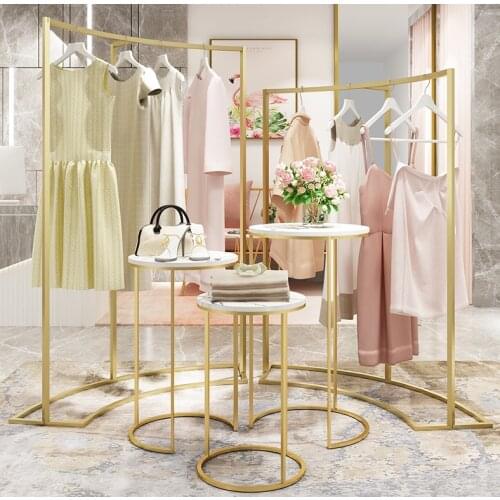 Clothing store display rack Nakajima round rotating hanger womens clothing store middle high and low shelf window display shelf