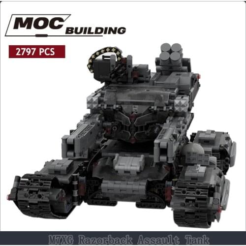 WW2 Military MOC Building Blocks Tank Childrens World War II High-Tech Weapon Sentinel M7XG Razorback Assault Tank
