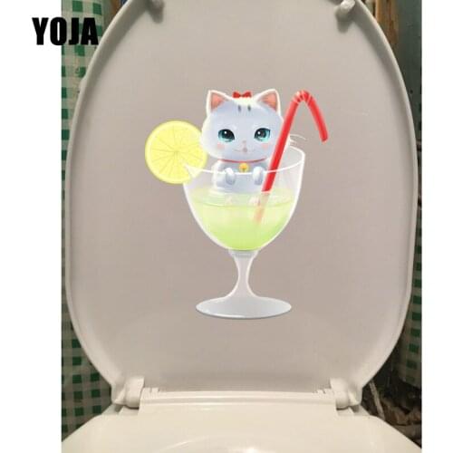 YOJA 15*19CM Cute Creative Cat Bedroom Decor Wall Decals Home WC Toilet Sticker T1-0165