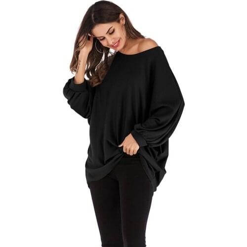 Knit sweater womans Autumn winter round neck solid-color long sleeve blouse