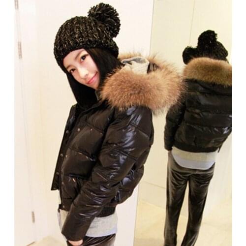 Womens Winter Down Jacket Woman Hooded Short Korean Puffer Coat Women Real Fur Collar Down Jackets Abrigo Mujer KJ725