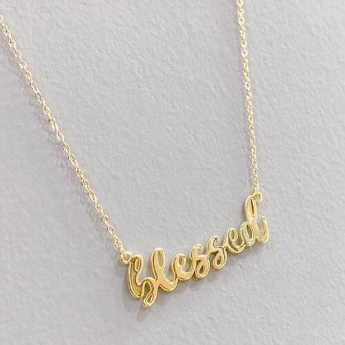 BOTU 2021 Creative Letter Necklace Female Electroplated Gold Fashion Simplicity Slessed Pendant Necklace Ornament for Women