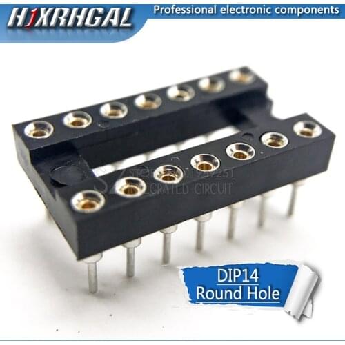 1PCS DIP-14 Round Hole 14 Pins 2.54MM DIP DIP14 IC Sockets 14 PIN 2.54 Adaptor Solder Type IC Connector hjxrhgal