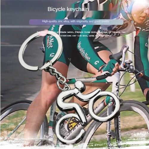 1pcs Sport Man Keychain Metal Bicycle Bike Cycling Riding Keyring Key Chains Hanging Accessories