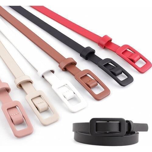 1PC Adjustable Candy Color PU Leather Belt Thin Skinny Waistband Casual Sweet Belt Women Accessories