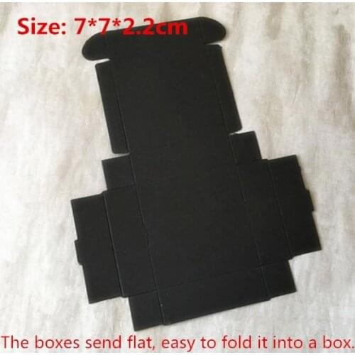 100pcs/lot-7*7*2.2cm Cardboard Aircraft Boxes Candy, Smart Gift, Event Party Decorative Button Black Paper Packing Boxes