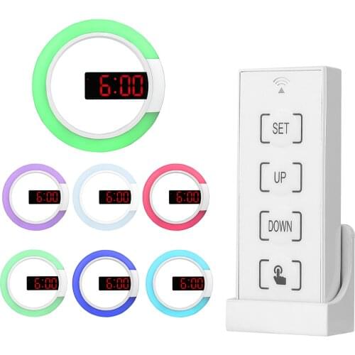 3D LED Digital Wall Clock Alarm Mirror Hollow Watch Table Clock 7 Colors Temperature Nightlight For Home Living Room Decorations