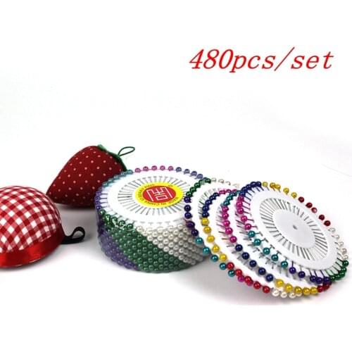 480pcs/ lot 3.5cm Multicolor Mini Round Bead Shaped Hijab Stainless Steel Safety Pins DIY Positioning Garment Auxiliary Needles