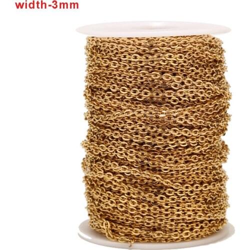 5 Meters Stainless Steel Gold Plated Chains 3mm Width Rolo Link Chain for DIY Jewelry Making Necklaces Bracelets Findings Making