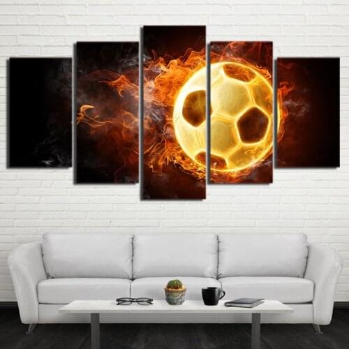 5 Piece Canvas Print Modern Art Pictures Sports Football Wall Art Burning Football Poster 5 Panels Canvas Painting Home Decor