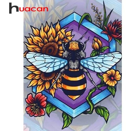 Huacan Diamond Embroidery Kit Bee 5D Diamond Art Painting Animals Mosaic Cross Stitch Handicraft Decoration For Home