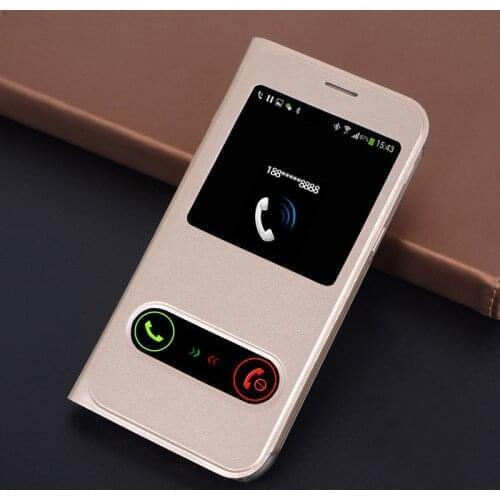 Double Window View Flip Leather Cover Phone Case For Samsung Galaxy A5 A7 A3 A 5 7 3 2017 SM A320F A520F A720F GalaxyA5case