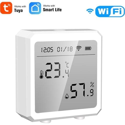 Wifi Tuya Smart Home Temperature Sensor Humidity With Alarm Function Smart Life APP Real-time Monitor For Alexa Google Home