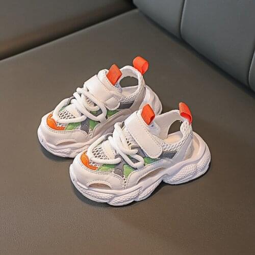 New Childrens Sports Sandals Breathable Mesh Beach Shoes Boys and Girls Small White Shoes Hollow Net Shoes Kids Shoes