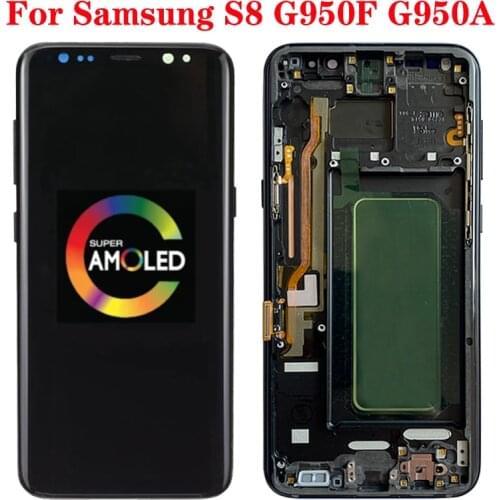 Original G950 LCD For Samsung Galaxy S8 Display Touch Screen 5.8'' With Frame Digitizer Assembly S8 SM-G950F/DS G950U G950A LCD