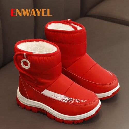 ENWAYEL Winter Short Ankle Snow Boots For Girls Shoes Kids Boys Children Warm Plush Velvet Fur Waterproof Chaussure Footwear