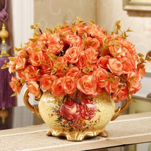 European ceramic vase double ear flower home decoration new house decoration living room dining table decoration wedding gift