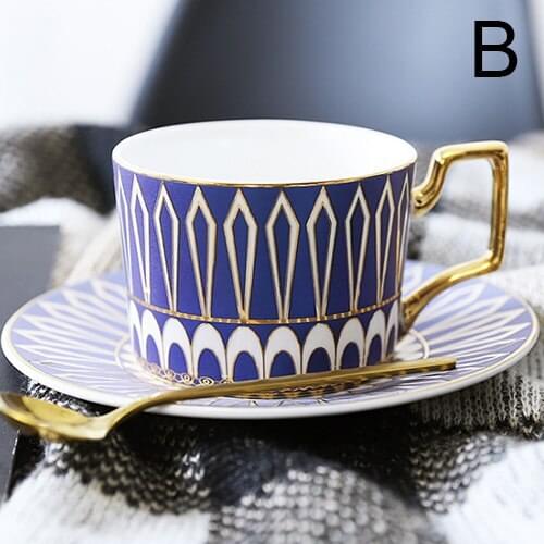 Porcelain coffee cup and saucer bone china coffee set "C" mark design Top Grade outline in gold tea cup and saucer set saucer se