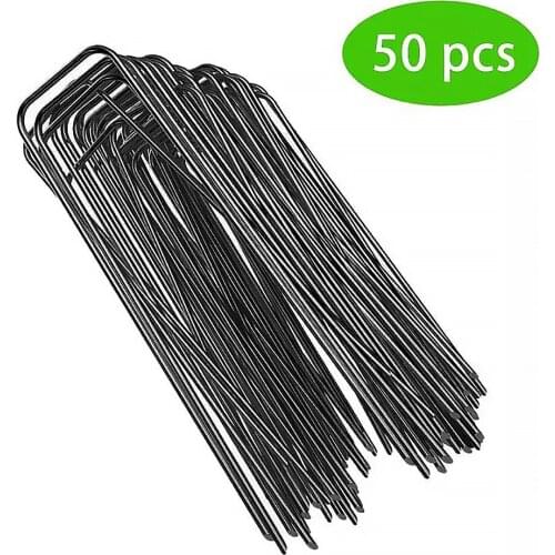 50pcs Garden Stake Outdoor Landscape Terrace Turf Drip Irrigation Galvanized Steel Ground Pin
