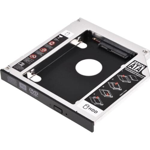 SATA 2nd HDD HD Enclosure Hard Drive Caddy Case Tray, Universal for 12.7mm Laptop CD / DVD-ROM Optical Bay Drive Slot (for SSD