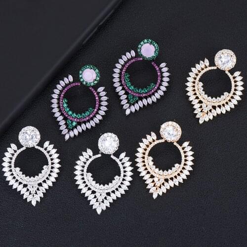 LARRAURI Fashion Jewelry Luxury Trendy Bohemia Full Cubic Zirconia Stud Earring For Women Wedding Brincos boucle d'oreille 2019