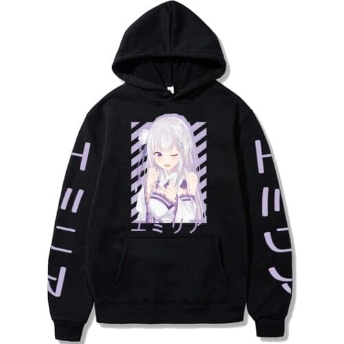 Hot Anime Re:Zero -Starting Life in Another World Hoodies Sweatshirts Harajuku Emilia Emiliatan Maji Tenshi Autumn Loog Sleeve
