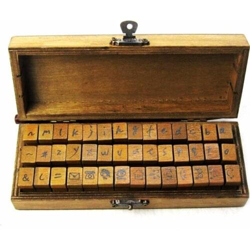 New 2019 Anglais Cursive Digital English Stamp Wooden AlPhaBet Digital Letters Seal Set Standardized Stamps English Letter Stamp