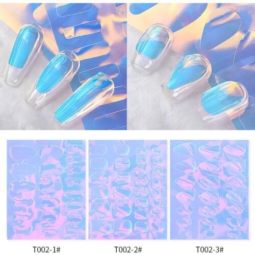 Aurora Ice Cube Cellophane Nail Sticker Paper Nail Decoration Manicure Holographic Film 3D Nail Stickers Ice Cube Nail Foils