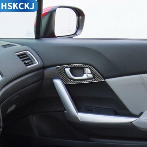 For Honda Civic 9 coupe only 2012 2013 2014 2015 Carbon Fiber Door Handle Sticker Car Accessories Exterior Door Cover Decoration