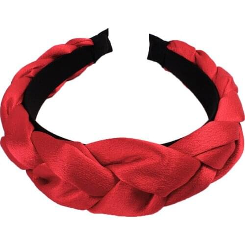 Fashion Twist Braid Silk Headband Wide Braided Side Knotted Hairband Wide-Brimmed Hair Hoop Bezel Hair Bands Hair Accessories
